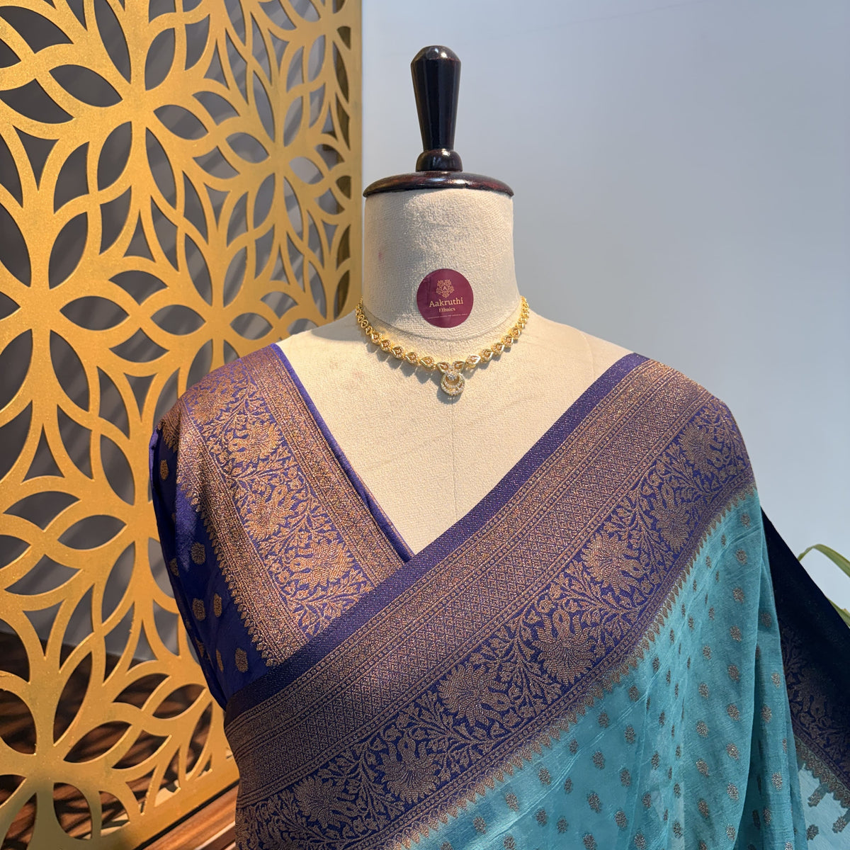 Sea Green Georgette Semi Banarasi Saree – woven (zari) work