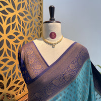 Sea Green Georgette Semi Banarasi Saree – woven (zari) work
