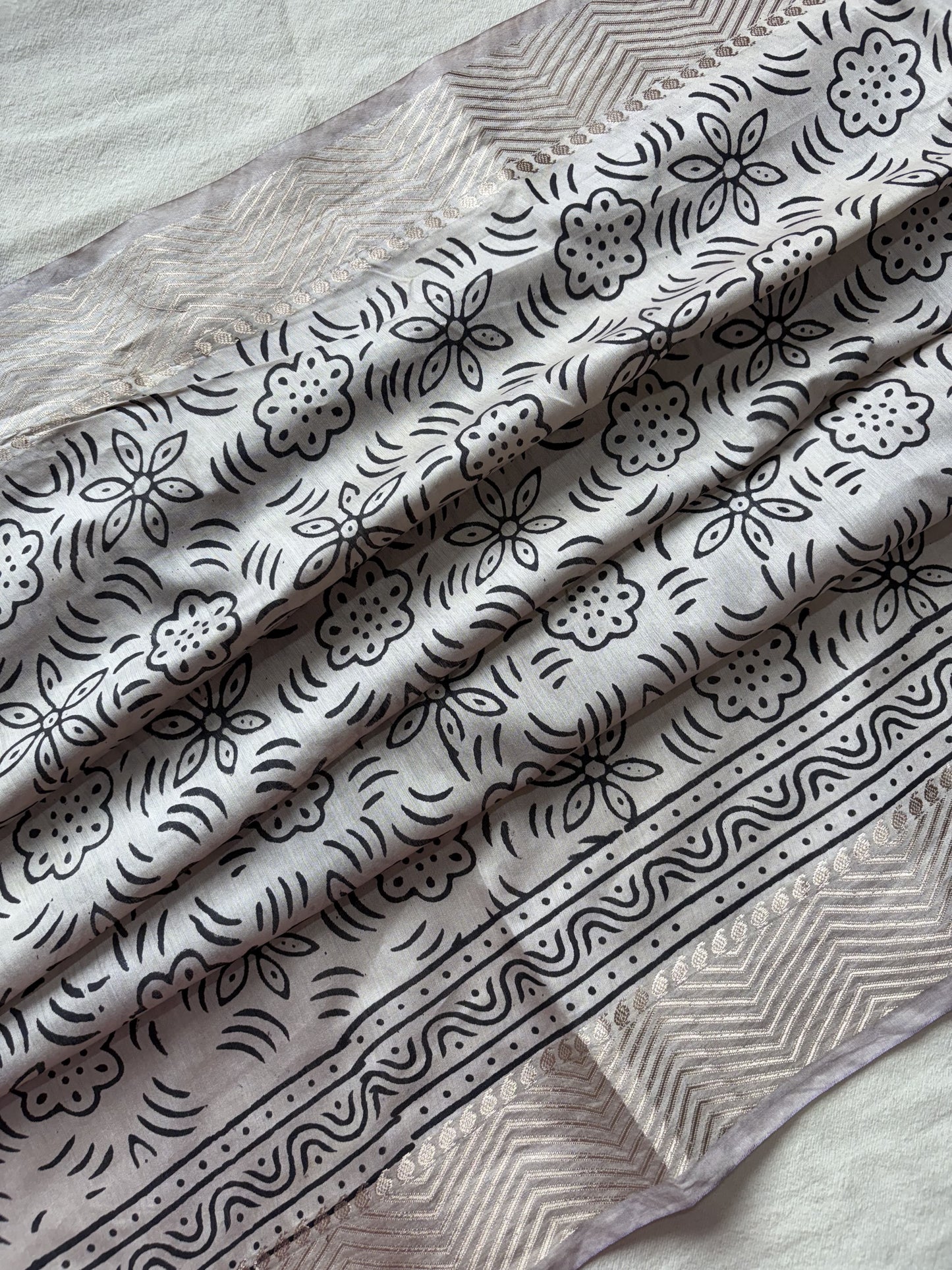 Black Maheshwari Cotton Saree