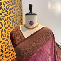 Mauve Georgette Semi Banarasi Saree – woven (zari) work