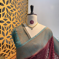 Maroon Georgette Semi Banarasi Saree – woven (zari) work