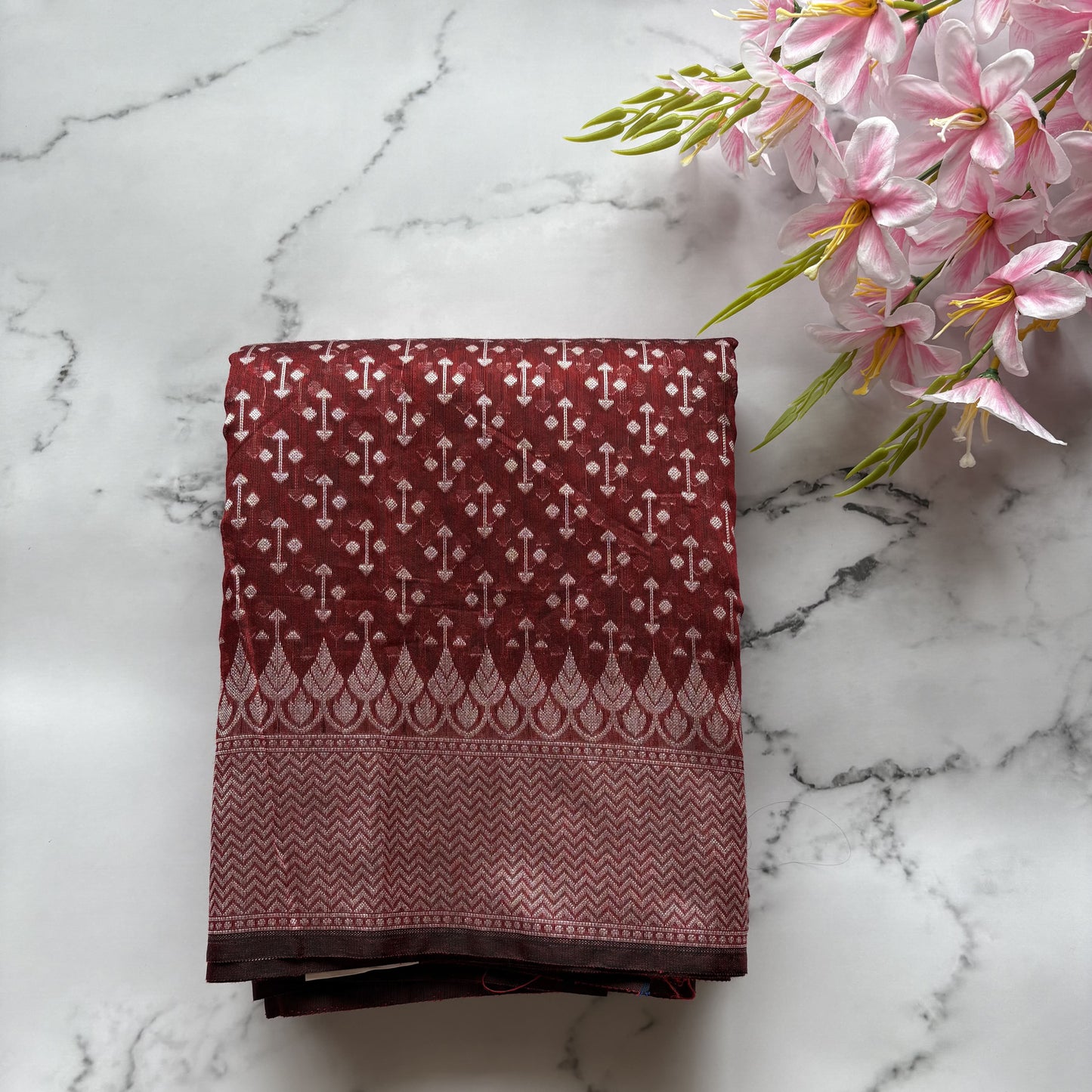 Brown Woven Cotton Saree