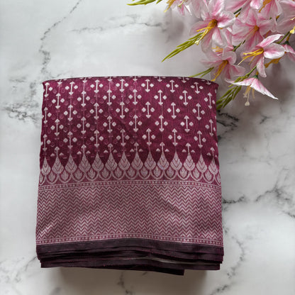 Burgandy Woven Cotton Saree