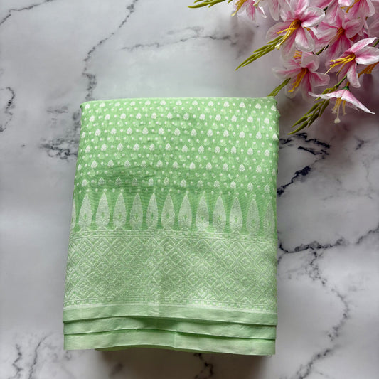 Pastel Green Woven Cotton Saree