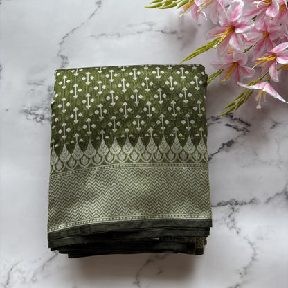 Green Woven Cotton Saree