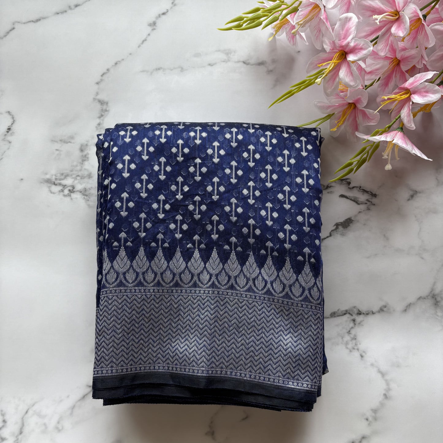 Blue Woven Cotton Saree