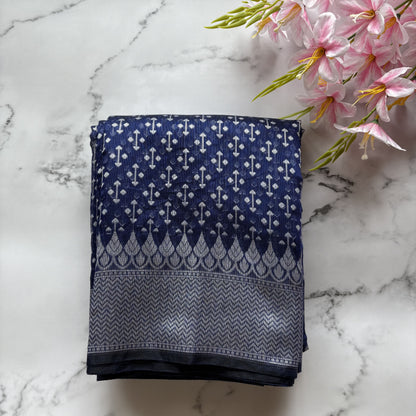 Blue Woven Cotton Saree