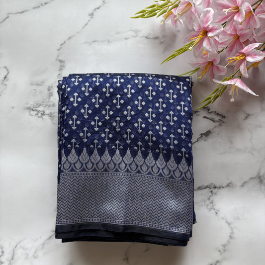 Blue Woven Cotton Saree