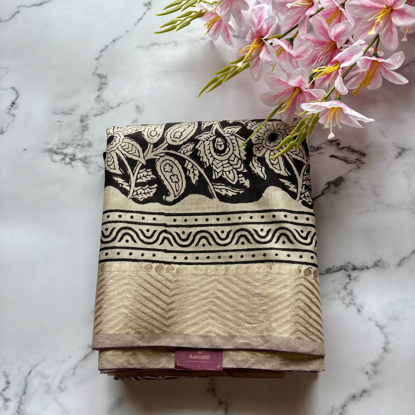 Black Maheshwari Cotton Saree