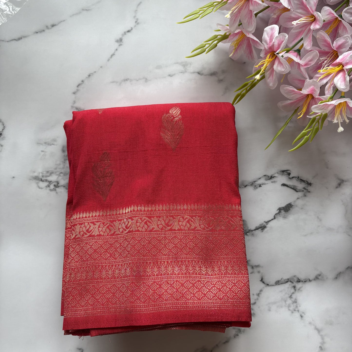 Dark Pink Banarasi Semi Matka Silk Saree