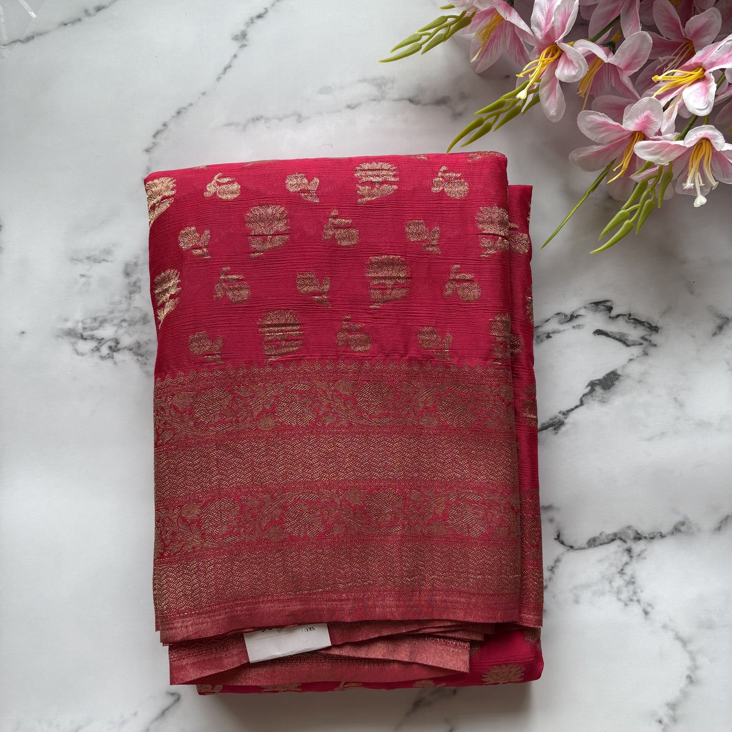 Pink Semi Khaddi Georgette Saree