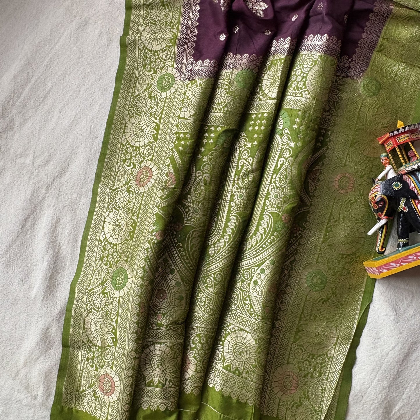 Burgandy Semi Crepe Banarasi Saree