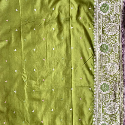 Burgandy Semi Crepe Banarasi Saree