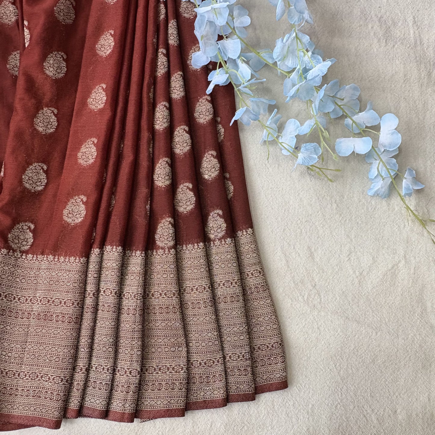 Brown Semi Georgette Banarasi Saree