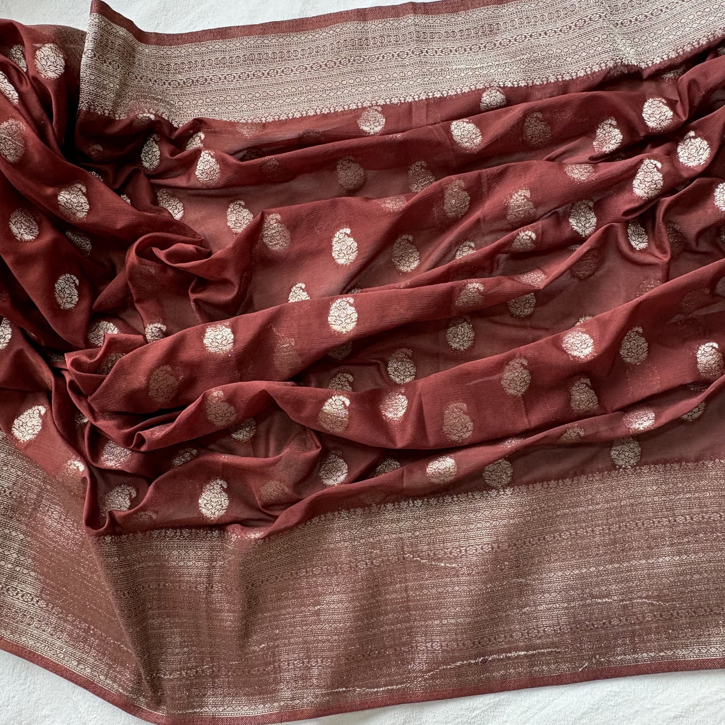 Brown Semi Georgette Banarasi Saree