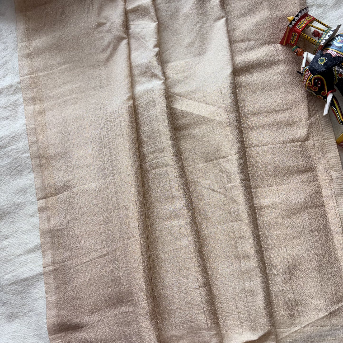 Cream Banarasi Semi Matka Silk Saree
