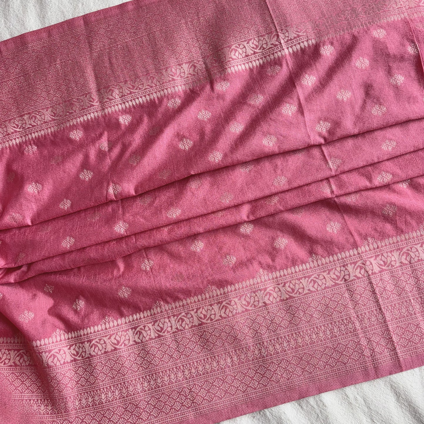 Light Pink Banarasi Semi Matka Silk Saree