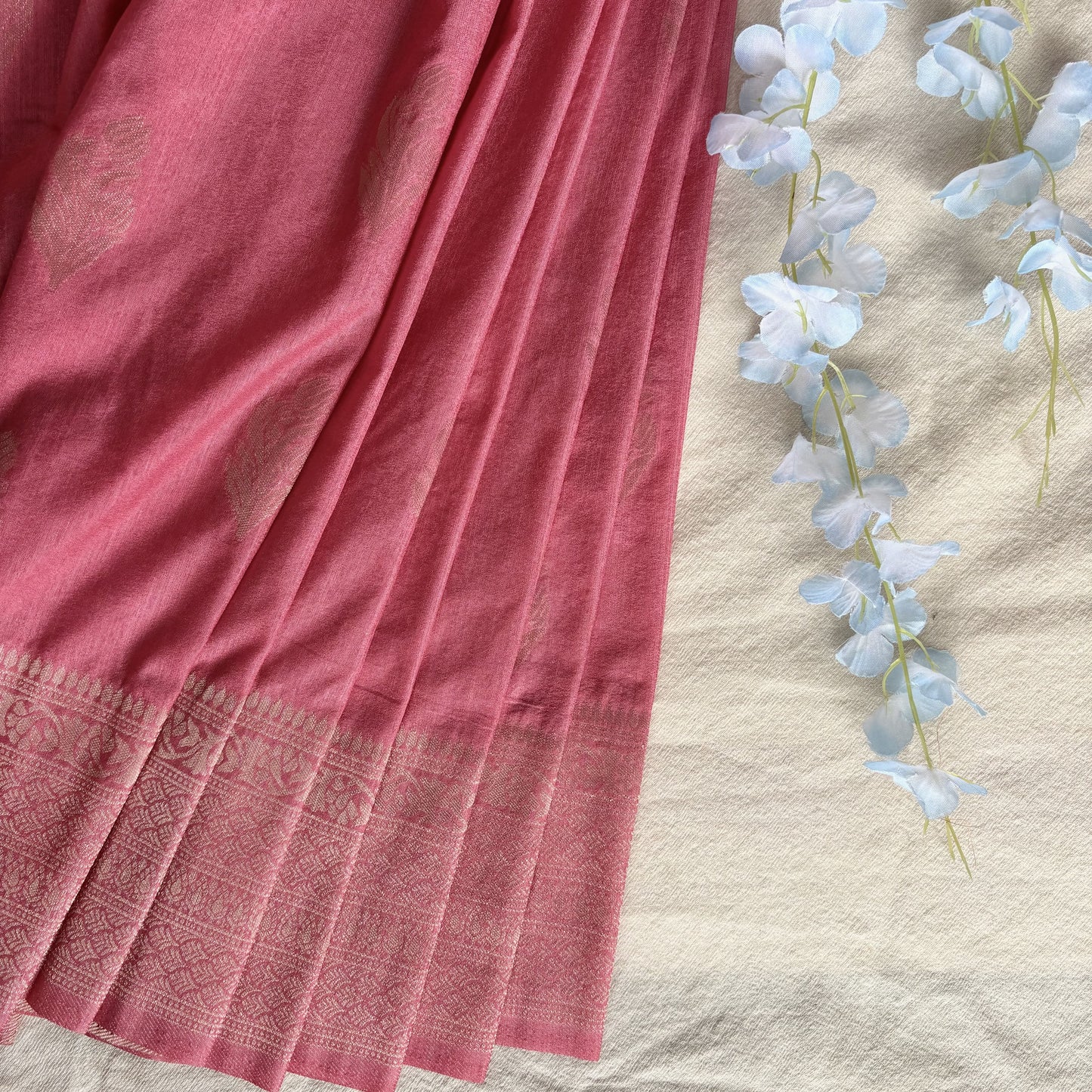 Light Pink Banarasi Semi Matka Silk Saree