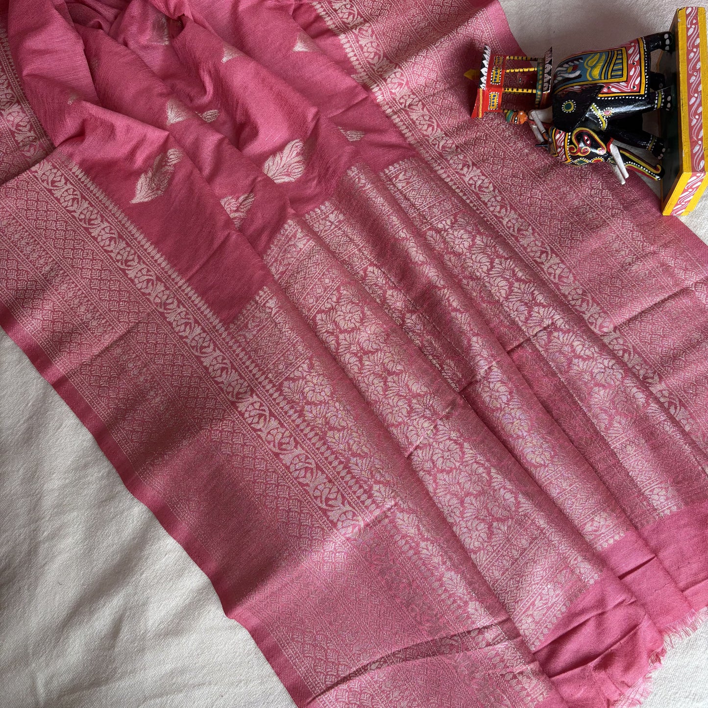 Light Pink Banarasi Semi Matka Silk Saree