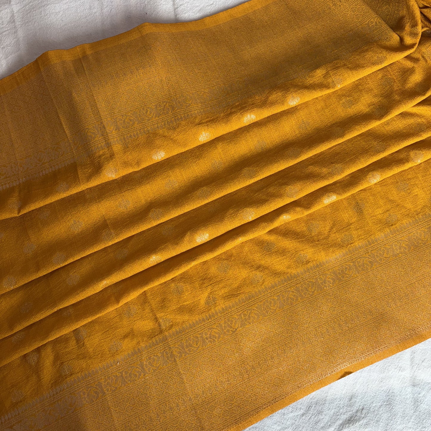 Yellow Banarasi Semi Matka Silk Saree