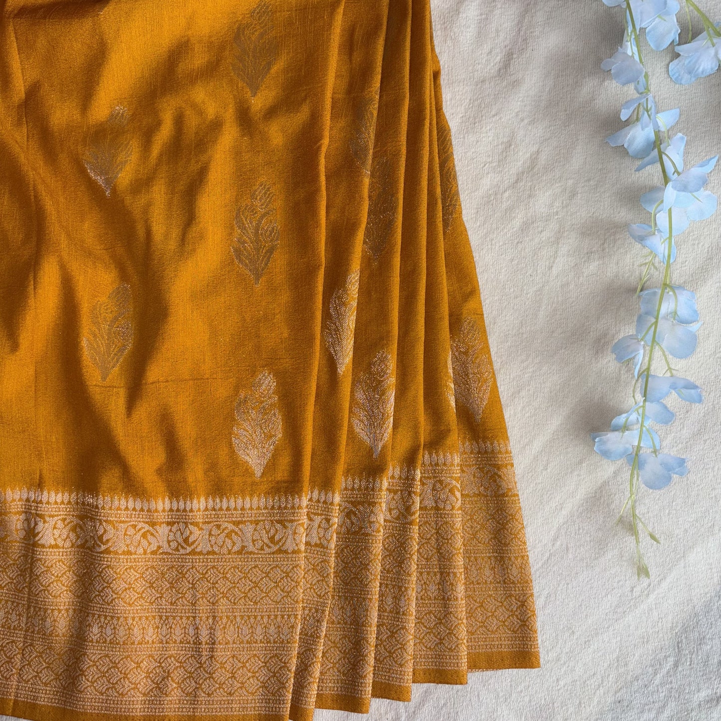 Yellow Banarasi Semi Matka Silk Saree