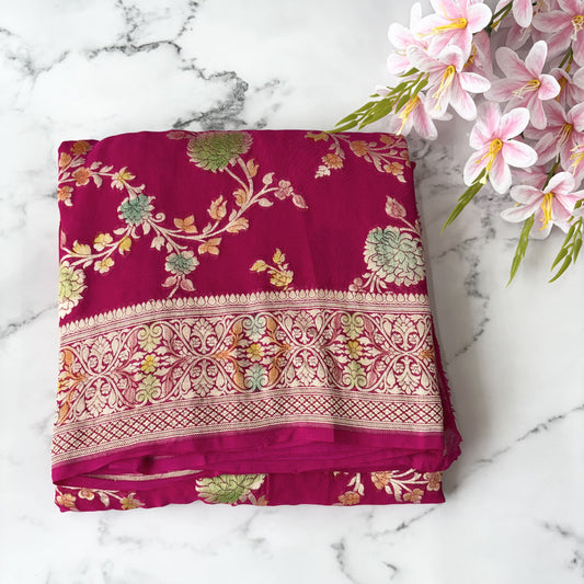 Pink Pure Khaddi Georgette Meenakari Saree