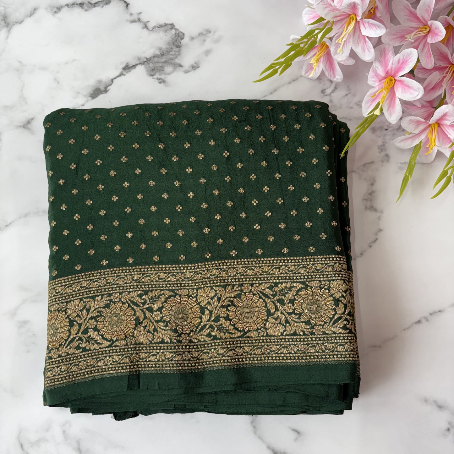 BottleGreen Banarasi Pure Crepe Saree