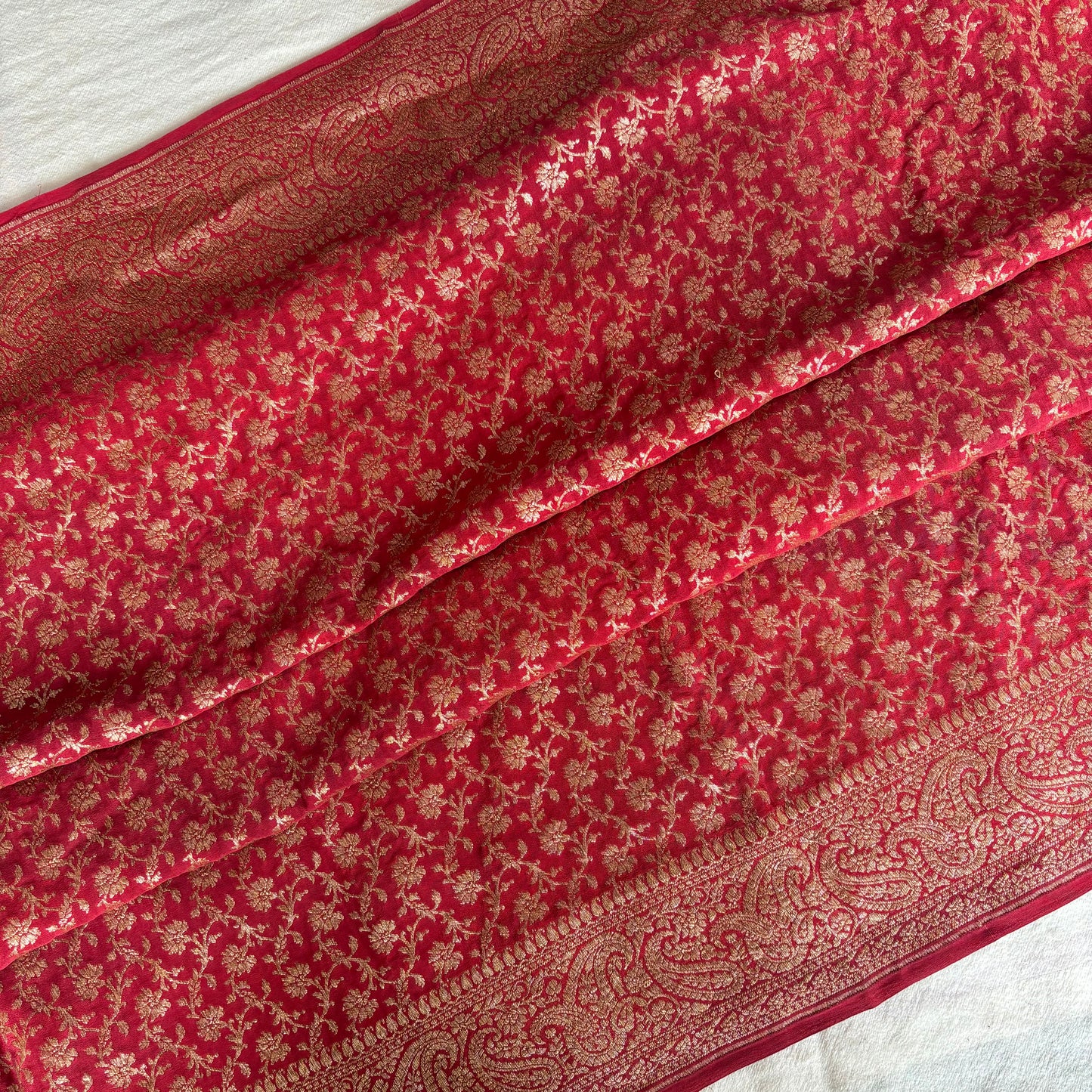 Blue Banarasi Pure Crepe Saree