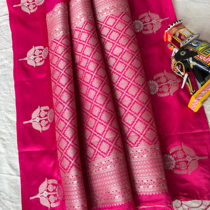 Pink Semi Raw Mango Banarasi Saree