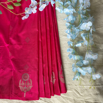 Pink Semi Raw Mango Banarasi Saree