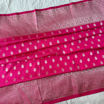 Pink Semi Raw Mango Banarasi Saree
