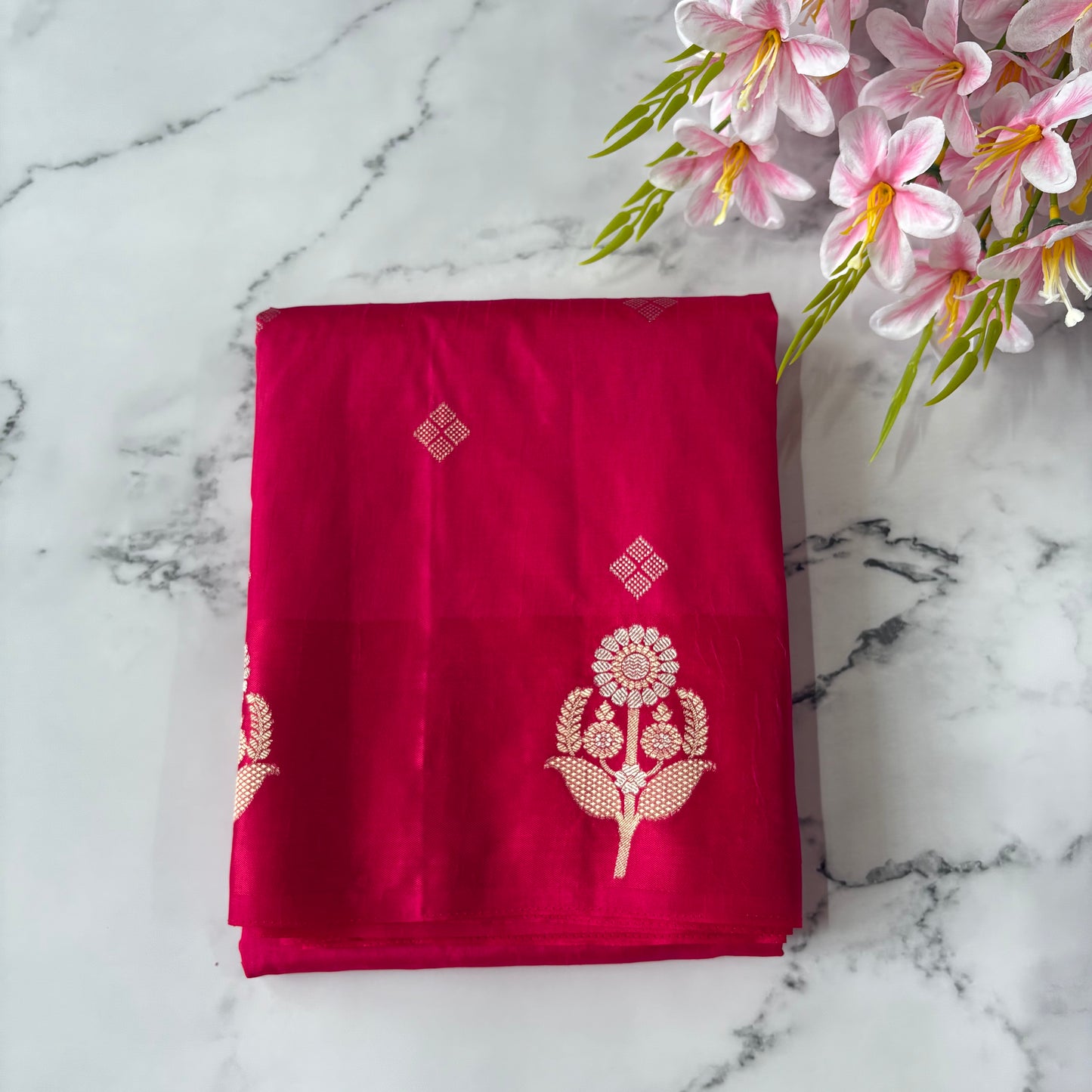 Pink Semi Raw Mango Banarasi Saree