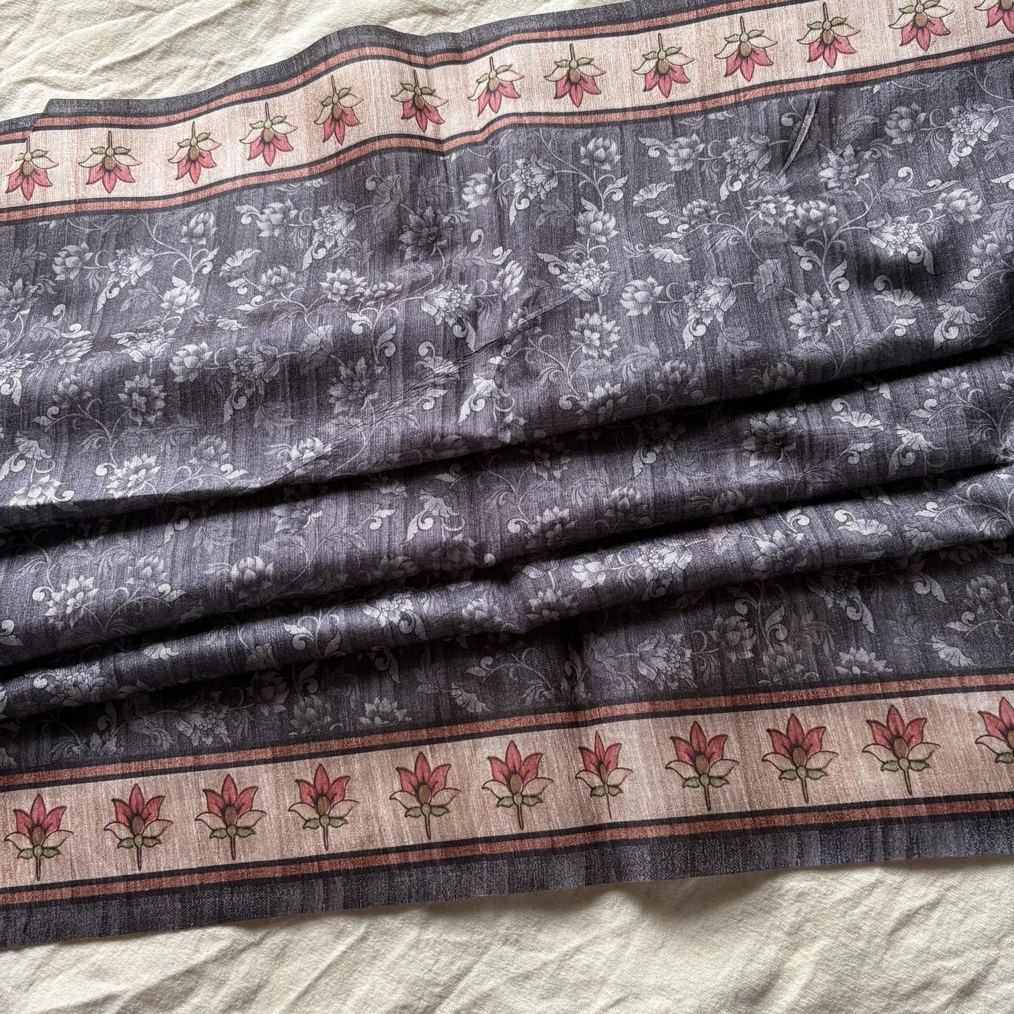 Blue Semi Tussar Printed Saree