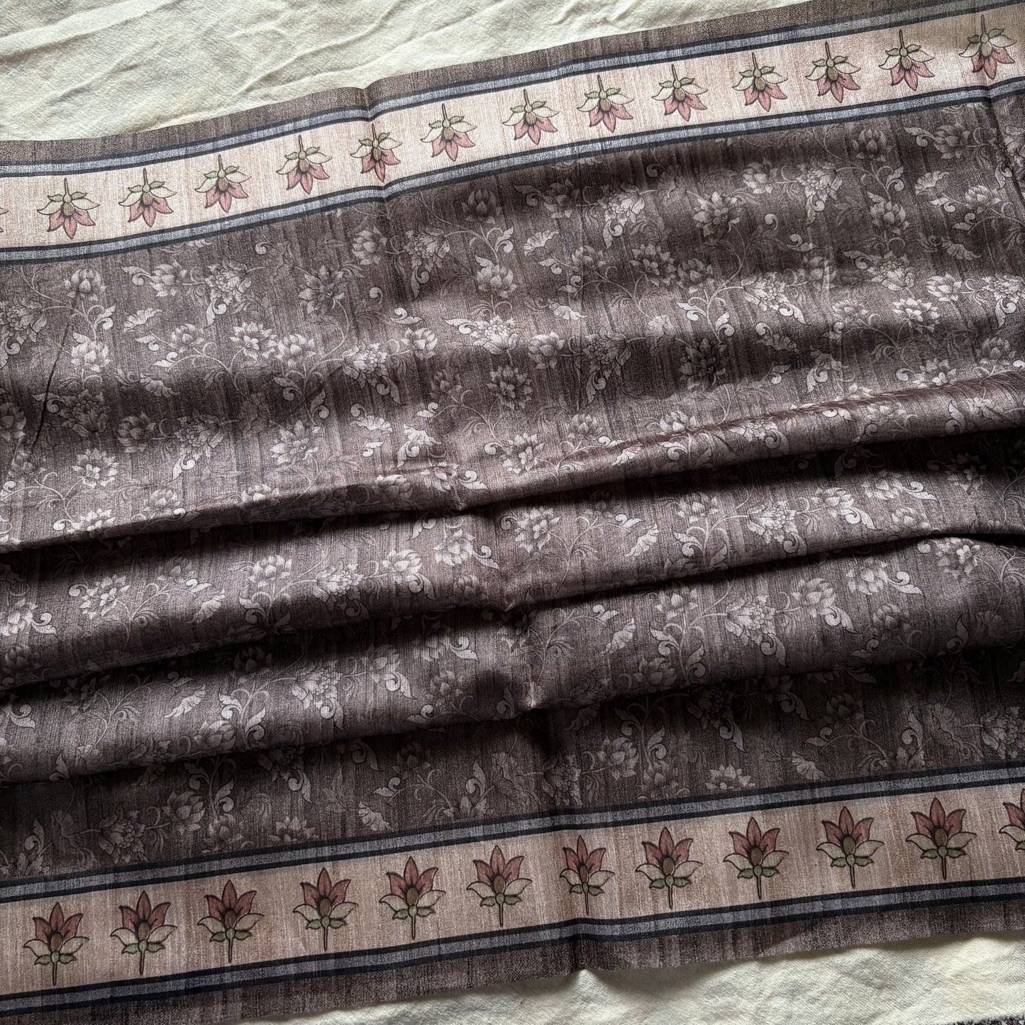 Sea Green Semi Tussar Printed Saree