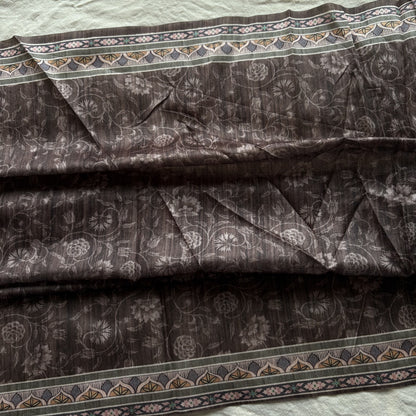 Pink Semi Tussar Printed Saree
