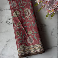 Pink Semi Tussar Printed Saree