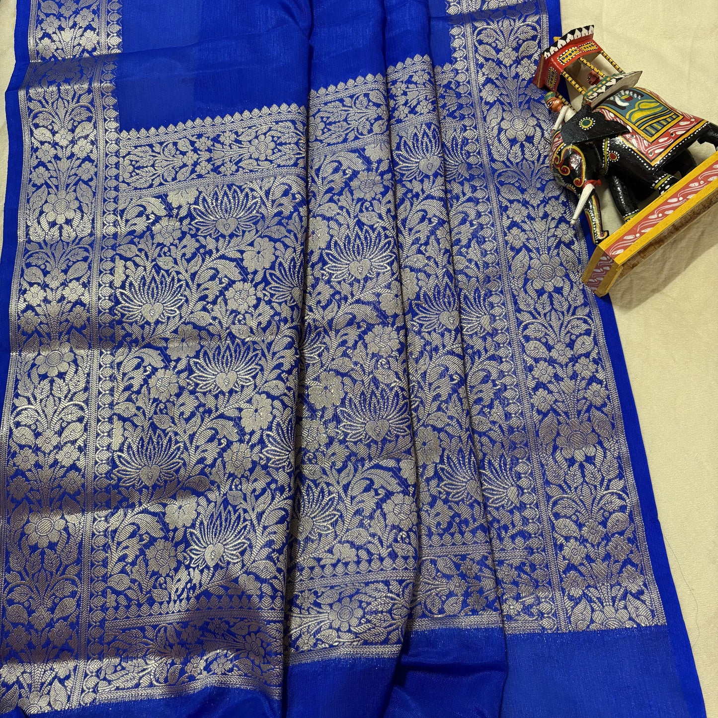 Royal Blue Soft Organza Banarasi Saree