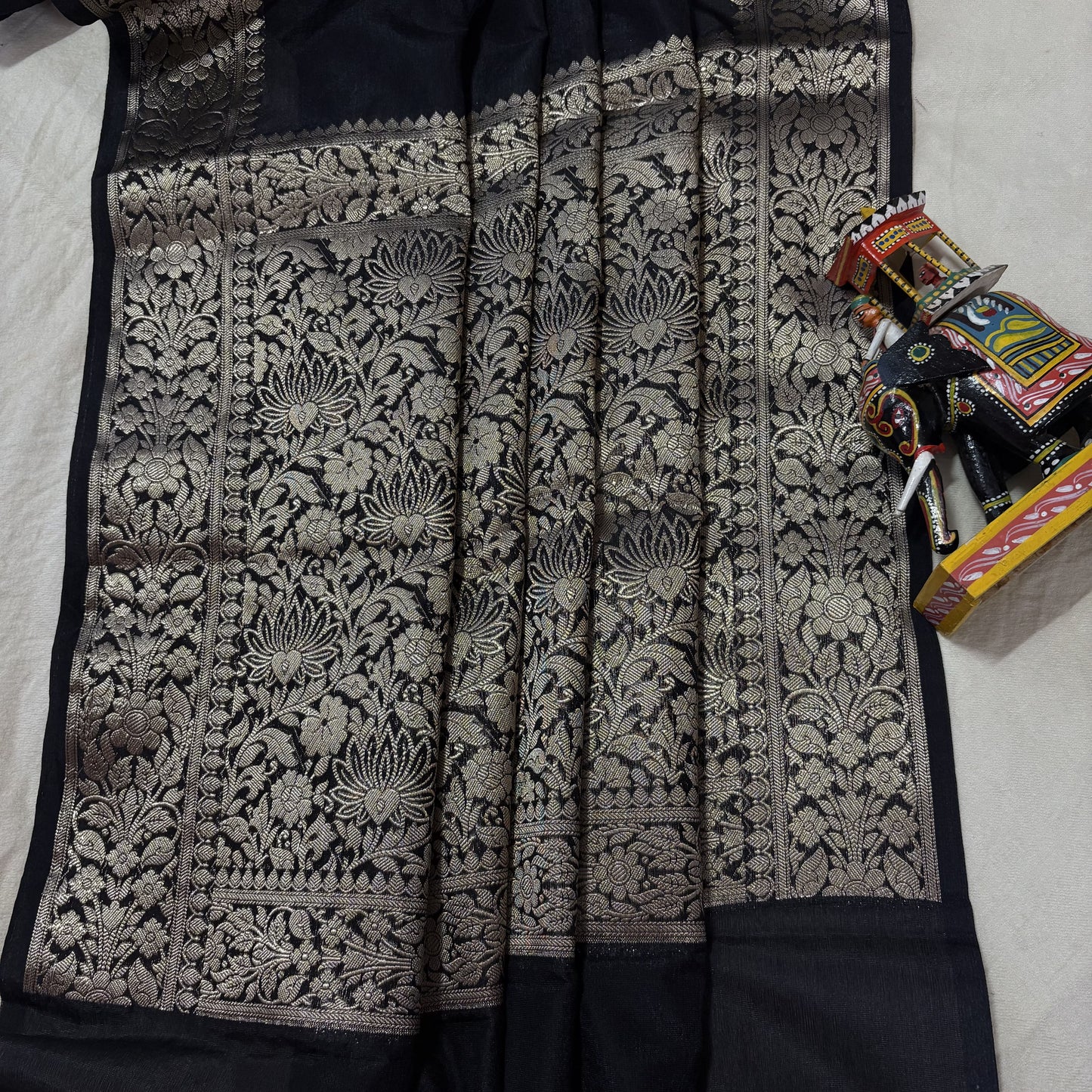 Black Soft Organza Banarasi Saree