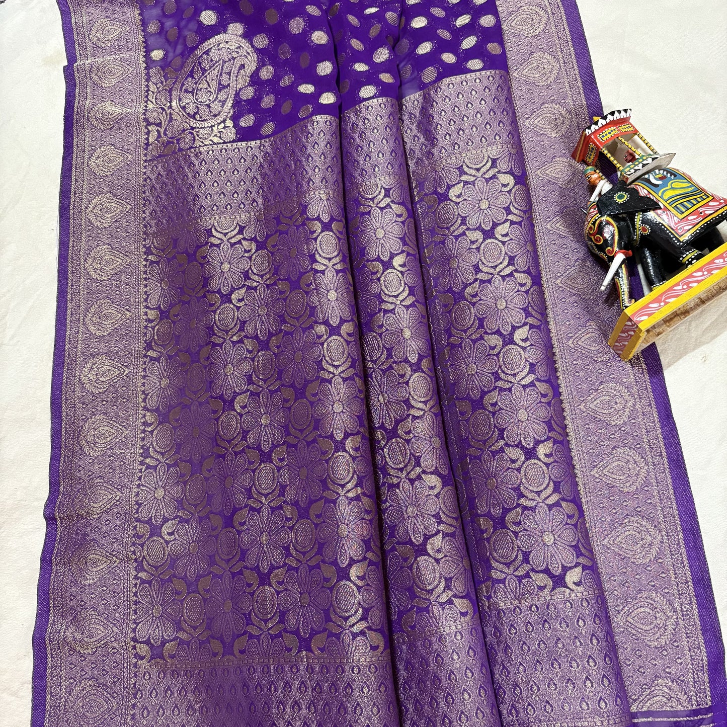 Purple Semi Khaddi Georgette Saree