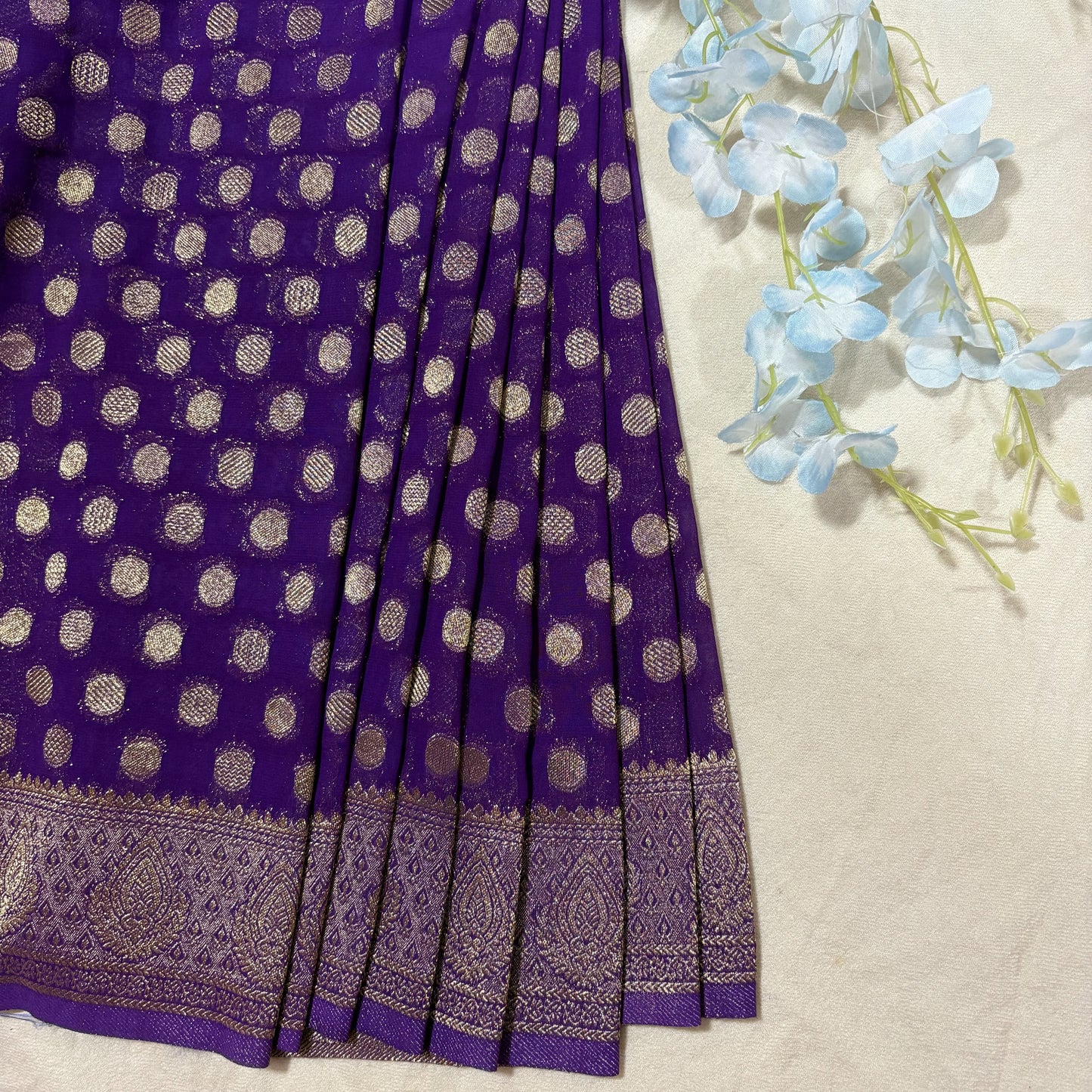 Purple Semi Khaddi Georgette Saree