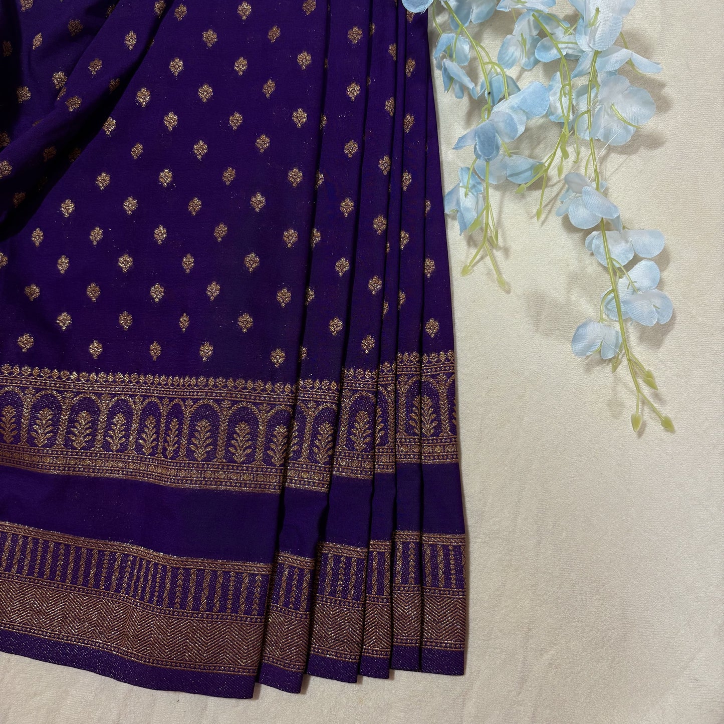 Purple Semi Crepe Georgette Banarasi Saree