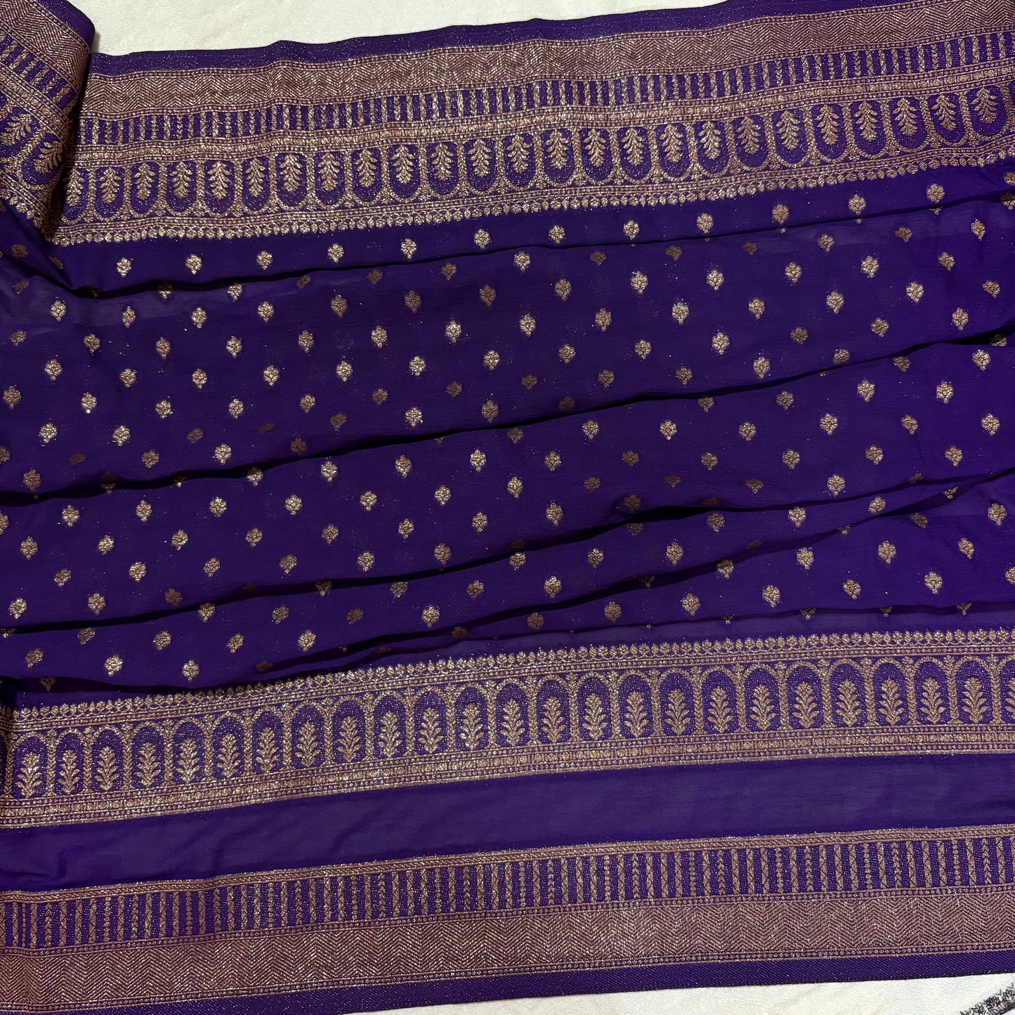 Purple Semi Crepe Georgette Banarasi Saree