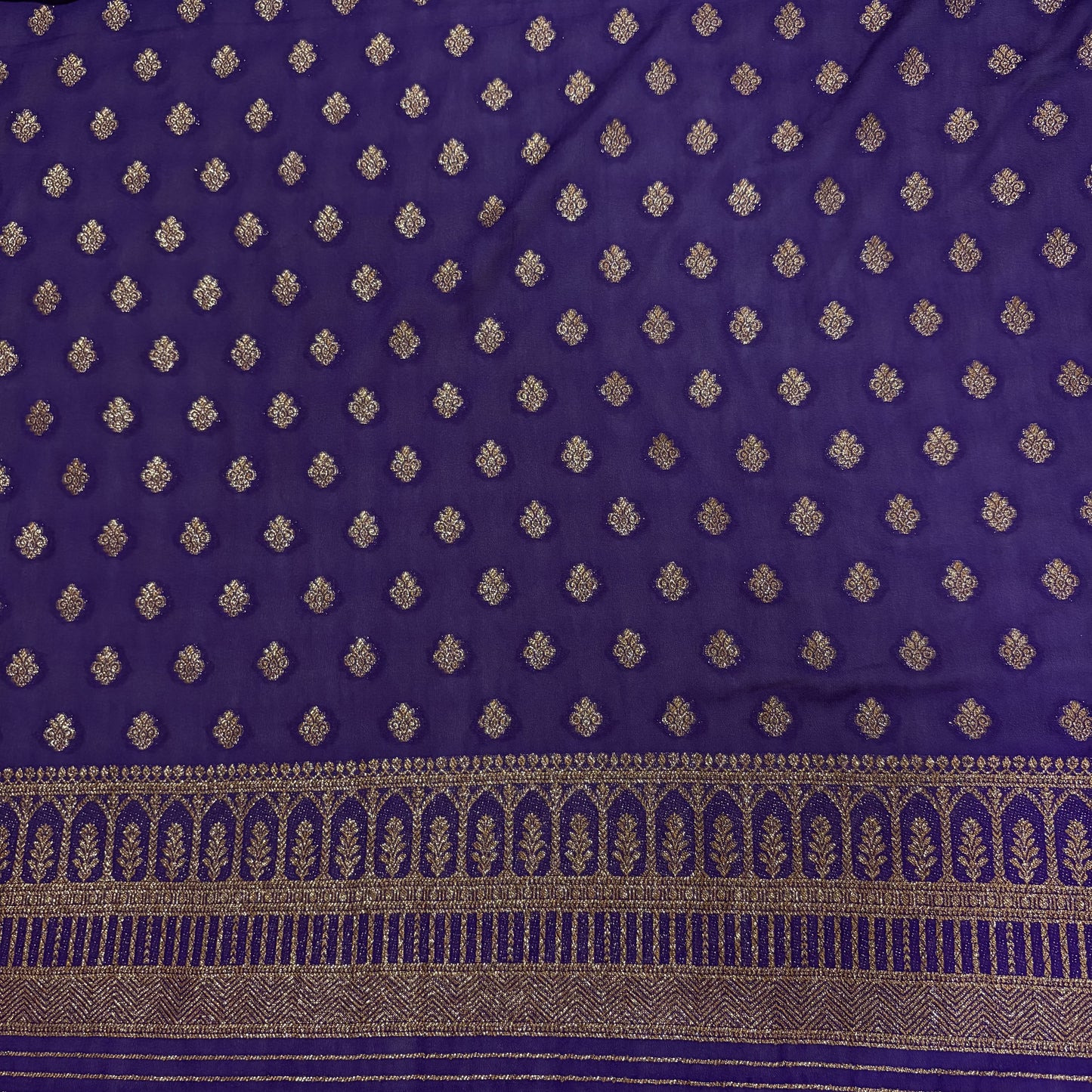 Purple Semi Crepe Georgette Banarasi Saree