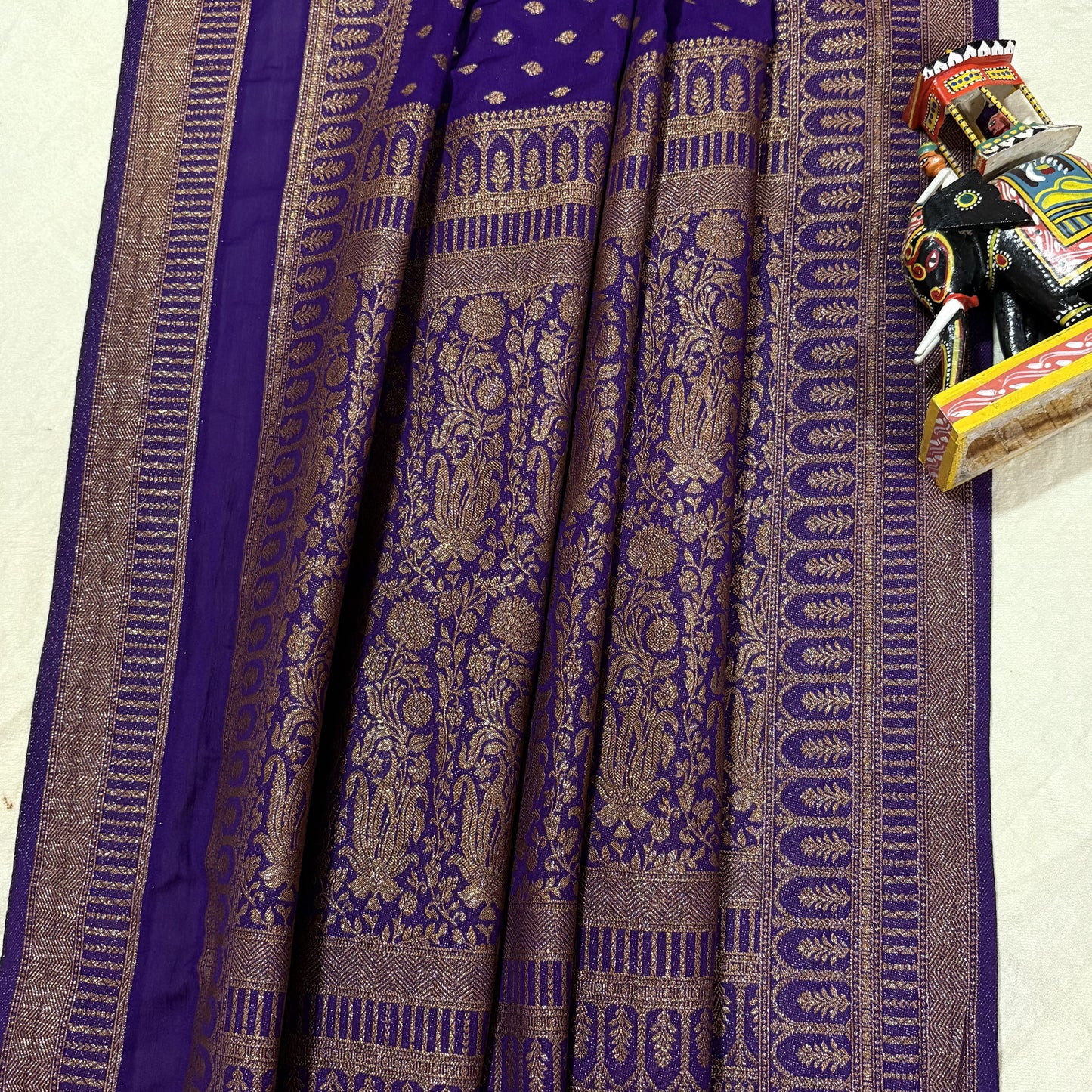 Purple Semi Crepe Georgette Banarasi Saree