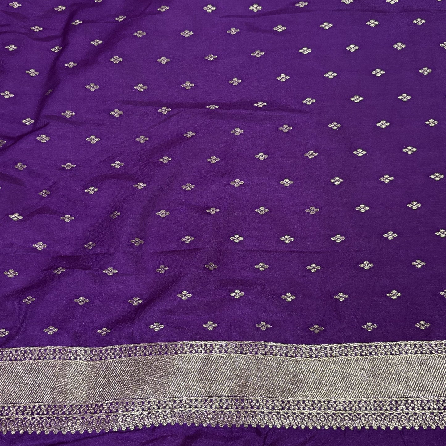 Purple Semi Crepe Banarasi Saree
