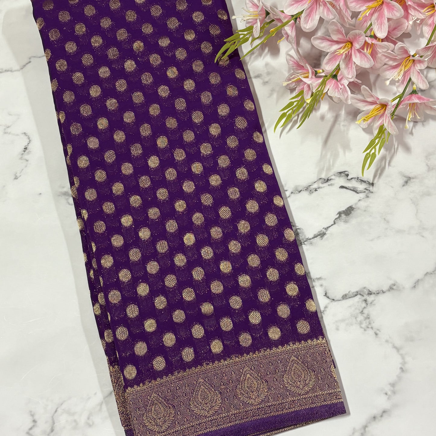 Purple Semi Khaddi Georgette Saree