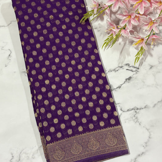 Purple Semi Khaddi Georgette Saree
