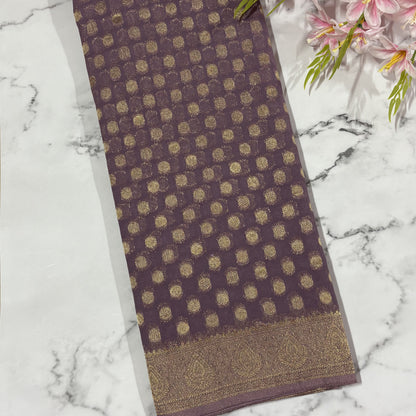 Lavender Semi Khaddi Georgette Saree