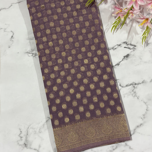 Lavender Semi Khaddi Georgette Saree