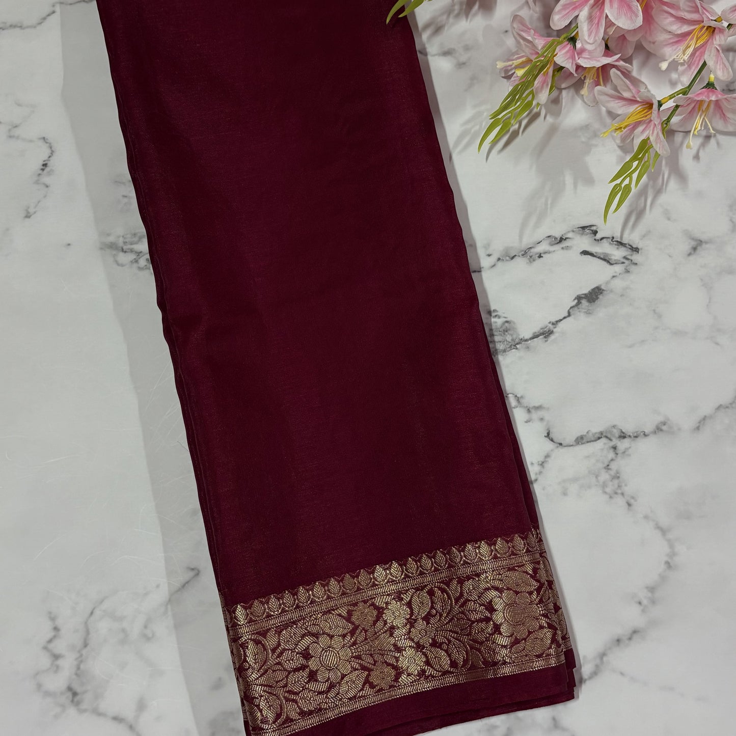 Maroon Soft Organza Banarasi Saree